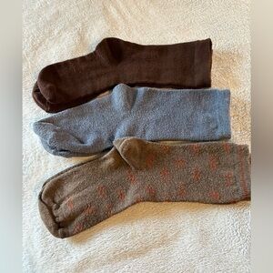 Women Above Ankle Socks, 3 Pair, Brown, Blue, Brown/Orange, Nearly New, LtWeight
